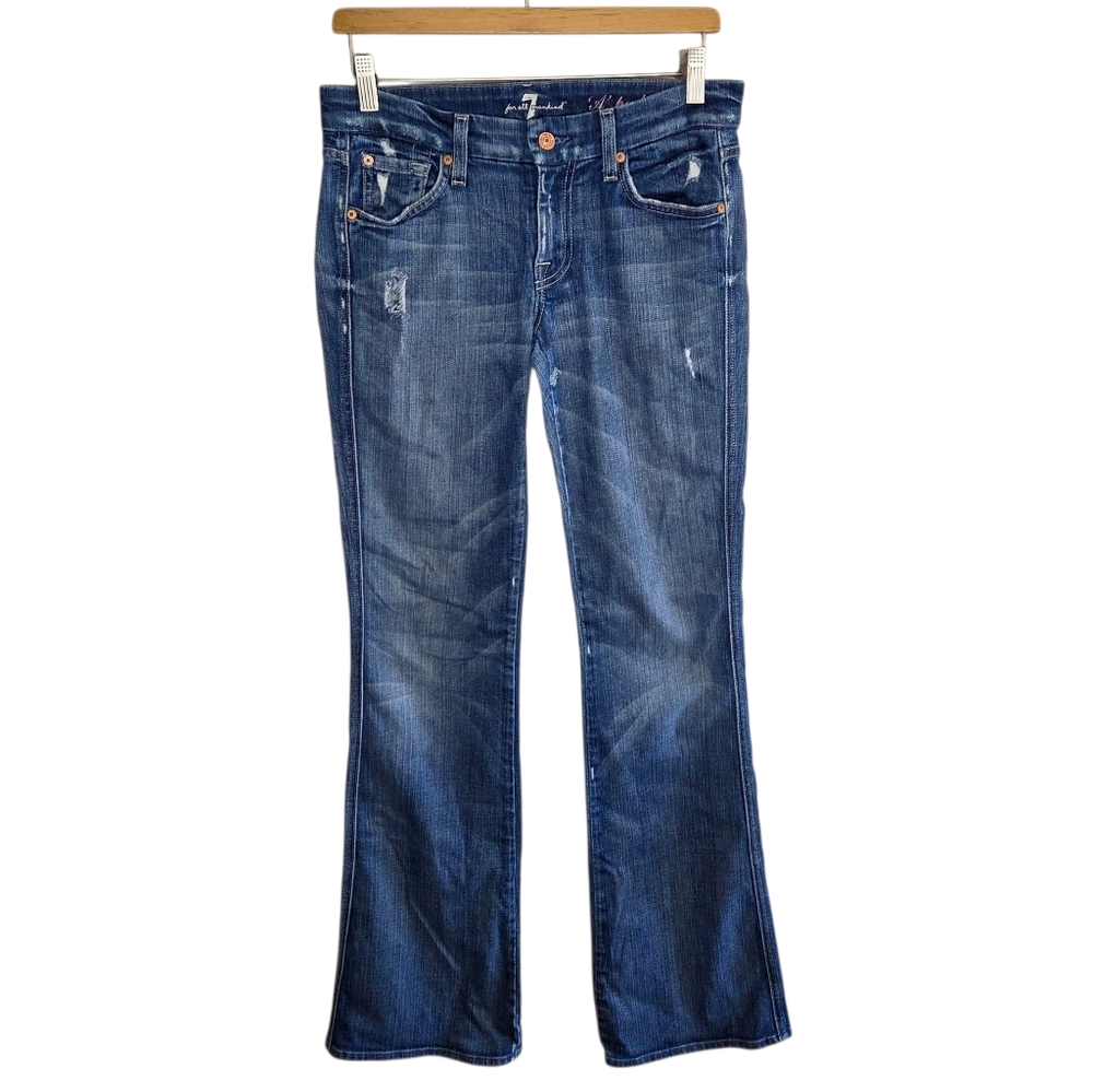 7 For All Mankind Embroidered A Pocket Boot Cut Low Rise Jeans Size 27